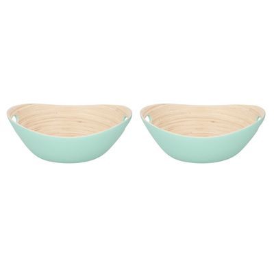 Set van 2 stuks mintgroene serveer schaal van bamboe 27 cm