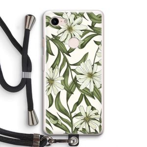 Wit bloemenpatroon: Pixel 3 Transparant Hoesje met koord