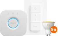 Philips Hue White Ambiance Starter Pack GU10 met 9 lampen, dimmer + Bridge