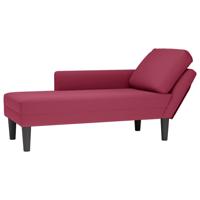 Chaise longue met kussen en rechterarmleuning fluweel wijnrood