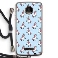 Eenhoorns overal: Motorola Moto Z Force Transparant Hoesje met koord