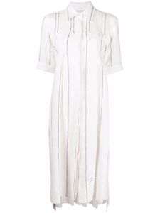 Thom Browne robe plissée à rayures - Blanc