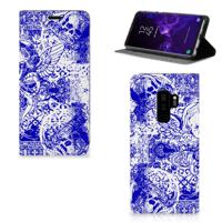 Mobiel BookCase Samsung Galaxy S9 Plus Angel Skull Blauw