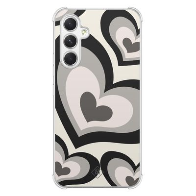 Samsung Galaxy A54 shockproof hoesje - Hart swirl zwart