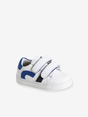 Leren geborstelde babysneakers wit