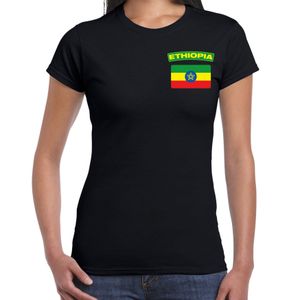 Ethiopia landen shirt met vlag zwart voor dames - borst bedrukking 2XL  -