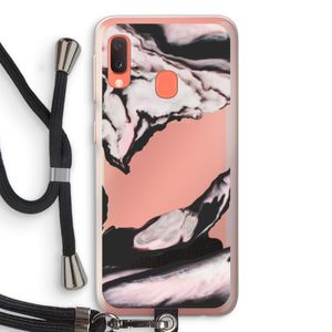 Roze stroom: Samsung Galaxy A20e Transparant Hoesje met koord