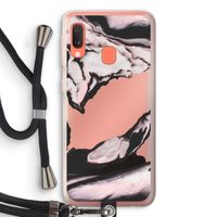 Roze stroom: Samsung Galaxy A20e Transparant Hoesje met koord
