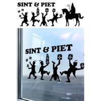 Sint en Piet zelfklevende raamsticker zwart 90 x 32 cm - thumbnail