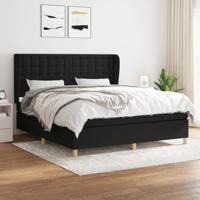 Boxspring met matras stof zwart 180x200 cm