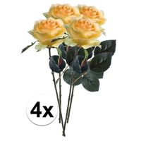 4x Gele rozen Simone kunstbloemen 45 cm - thumbnail