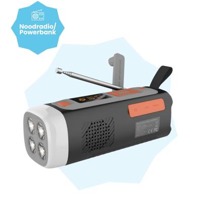 Lunso Noodradio met solar - Bluetooth speaker - Zaklamp en dynamo-oplaadfunctie - 4500mAh