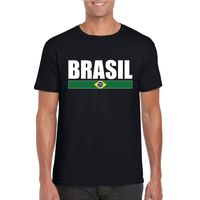 Zwart/ wit Brazilie supporter t-shirt voor heren - thumbnail