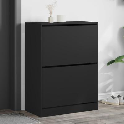 Schoenenkast met 2 klaplades 80x42x108 cm zwart