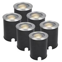 Set van 6 Lilly LED Grondspots - Dimbaar - Kantelbaar - GU10 - 4000K neutraal wit - 4 Watt 345 Lumen - Rond - IK10 - RVS - IP67 waterdicht