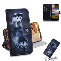 Wolf en hond patroon gekleurde tekening horizontale Flip lederen case voor Sony Xperia L3 met houder & kaartsleuven & portemonnee
