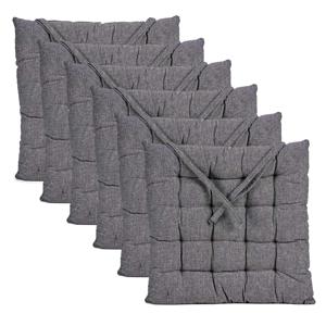 Giftdecor Stoelkussen Decorama - 6x - binnen/buiten - donkergrijs - 40 x 5cm - polyester