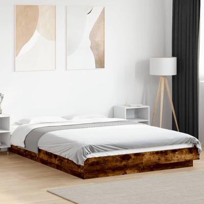 Bedframe met LED-verlichting gerookt eikenkleurig 120x190 cm