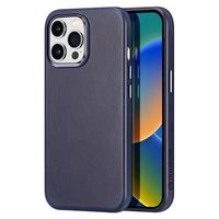 Dux Ducis Naples iPhone 14 Pro Leren Gecoate Case - Blauw - thumbnail