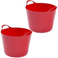 2x stuks flexibele emmers - 14 liter - Kunststof - Rood - 32 x 36 x 25 cm 2x stuks flexibele emmers - 14 liter - Kunststof - Rood - 32 x 36 x 25 cm