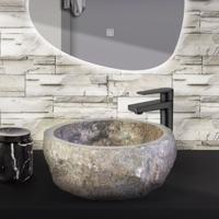 Waskom BWS Stone Rond 30-35x30-35x15 cm Natuurmarmer Grijs BWS