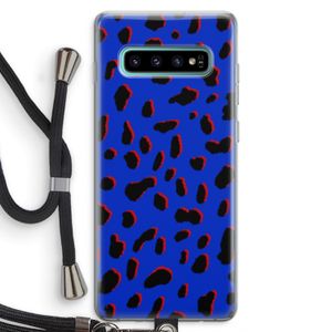 Blue Leopard: Samsung Galaxy S10 Plus Transparant Hoesje met koord