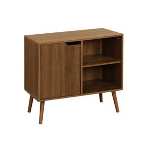 sweeek - Dressoir met walnoothout decor 1 deur, 2 planken, 80cm