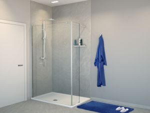 Balmani Modular inloopdouche met vaste zijwand 150 x 200 cm helder glas glanzend chroom profiel