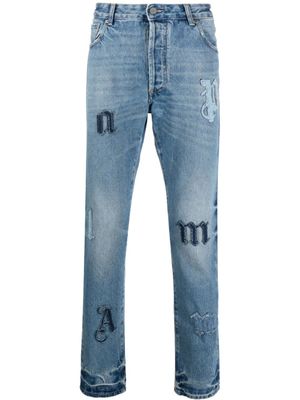 Palm Angels jean droit à patch logo - Bleu