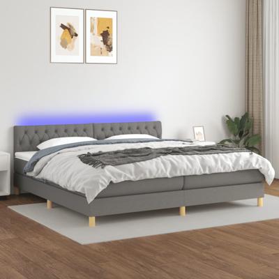 Boxspring met matras en LED stof donkergrijs 200x200 cm