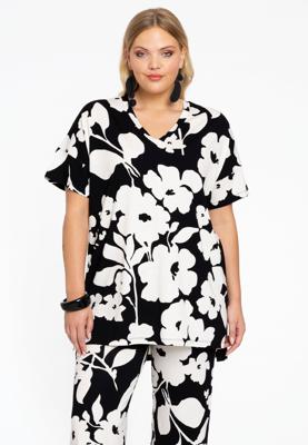 Yoek Tuniek met V-hals GIARDINO | Zwart | Maat 46/48