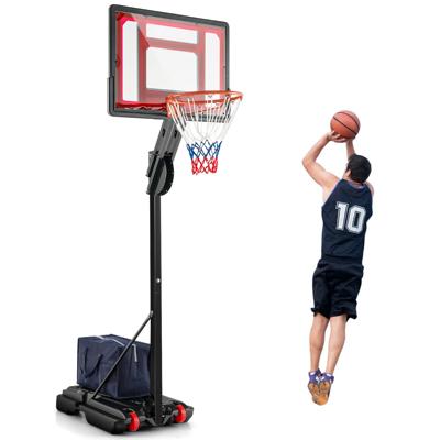 Basketbalmand met Verstelbare Hoogte van 1,55 tot 3,1 m Draagbare Basketbalstandaard met PE-Achtergrond voor Binnen en Buiten Zwart