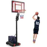 Basketbalmand met Verstelbare Hoogte van 1,55 tot 3,1 m Draagbare Basketbalstandaard met PE-Achtergrond voor Binnen en Buiten Zwart