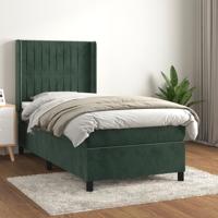 Boxspring met matras fluweel donkergroen 90x190 cm