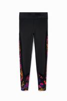 Legging met bloemen en doorzichtige stukken - BLACK - XS - thumbnail