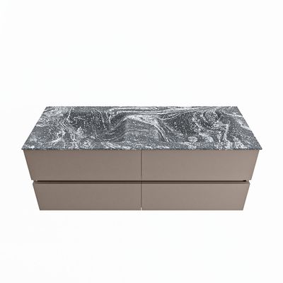 MONDIAZ VICA-DLUX 130cm badmeubel onderkast Smoke 4 lades. Inbouw wastafel CLOUD dubbel 2 kraangaten, kleur Lava.