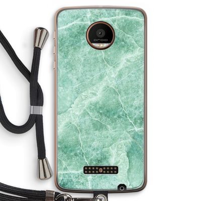 Groen marmer: Motorola Moto Z Force Transparant Hoesje met koord