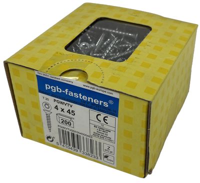 pgb-Europe PGB-FASTENERS | Spaanplaatschroef VK-T Ø 4,00x45 Zn | 200 stuks - PGWVTV001004000453