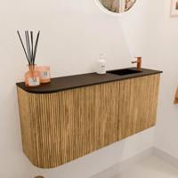 Toiletmeubel Mondiaz Joya | 91.6 cm | Meubelkleur Oak | Faye wastafel Urban Rechts | 1 kraangat