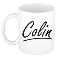 Colin Naam koffiemok - beker - met sierlijke letters - wit - 300 ml - Cadeau - Heren