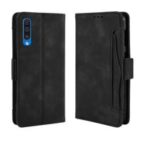Portemonnee stijl huid voelen kalf patroon lederen draagtas voor Galaxy A50/A50s met aparte kaartsleuf (zwart)