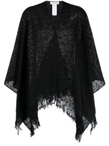 Fabiana Filippi poncho en coton mélangé à franges - Noir