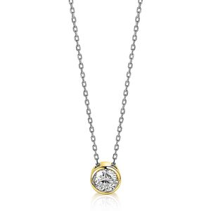 Zinzi ZIC1775G Ketting zilver en goudkleurig met zirconia 42-45 cm