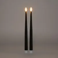 Anna&apos;s Collection LED gotische kaars 3d flame 30 cm zwart 2 stuks