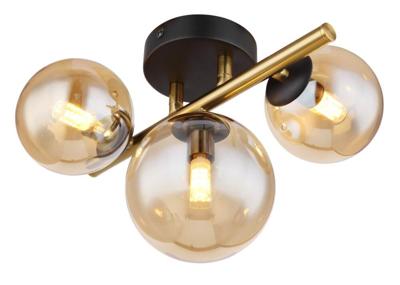 Globo PlafondlampRiha zwart met goud 3-lichts - 56135-3W