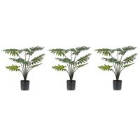 3x Groene Philodendron kunstplant 60 cm in zwarte pot - thumbnail