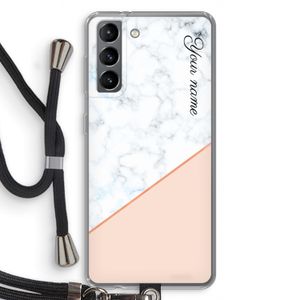 Marmer in stijl: Samsung Galaxy S21 Transparant Hoesje met koord
