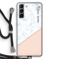 Marmer in stijl: Samsung Galaxy S21 Transparant Hoesje met koord