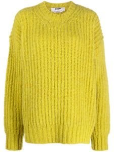 MSGM pull en maille épaisse à col rond - Jaune