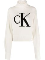 Calvin Klein pull en intarsia à col roulé - Blanc